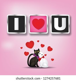 The symbol i love you 3D text to show  for Valentine's day, Vector and Illustration.