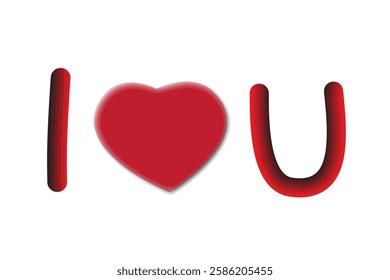 The symbol i love you 3D text to show for Valentine's day.red heart vector illustration. I LOVE YOU. 3D illustration.A wooden cube displaying the word LOVE and a red heart set against a white backdrop