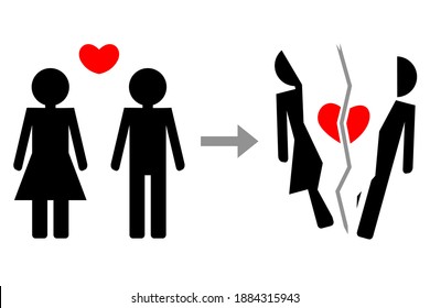 symbol of lover and heart broken vector on white background