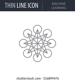 Symbol of Machine Learning Thin line Icon of Data Science. Stroke Pictogram Graphic for Web Design. Quality Outline Vector Symbol Concept. Premium Mono Linear Beautiful Plain Laconic Logo