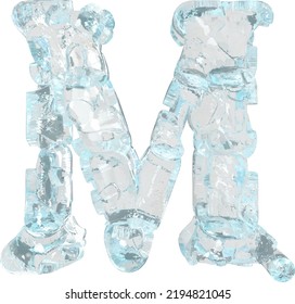 Symbol made of broken ice. letter m