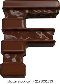 Symbol made of chocolate 3d. letter f