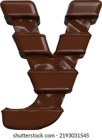 Symbol made of chocolate 3d. letter y