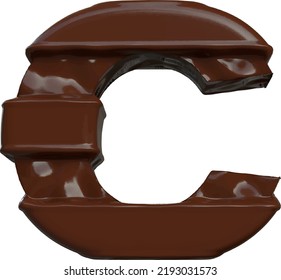 Symbol made of chocolate 3d. letter c