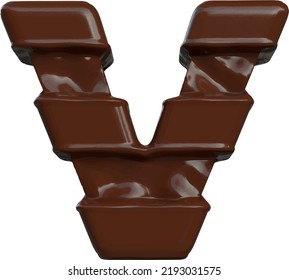 Symbol made of chocolate 3d. letter v