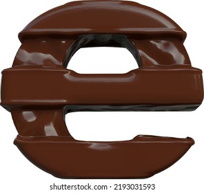 Symbol made of chocolate 3d. letter e