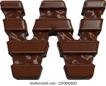 Symbol made of chocolate 3d. letter w