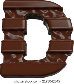 Symbol made of chocolate 3d. letter d