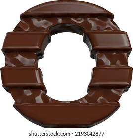 Symbol made of chocolate 3d. letter o