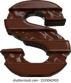 Symbol made of chocolate 3d. letter s