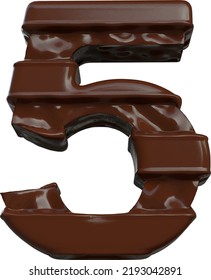 Symbol made of chocolate 3d. number 5