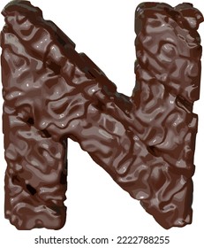 The symbol made of chocolate. letter n