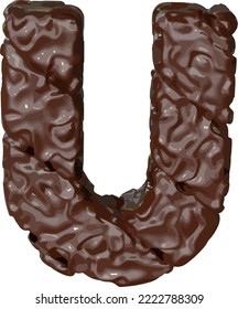 The symbol made of chocolate. letter u