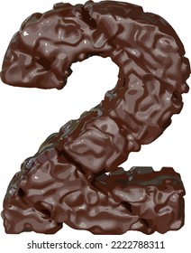The symbol made of chocolate. number 2