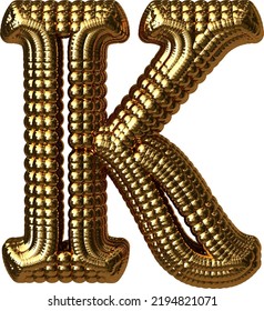 Symbol made of gold spheres. letter k