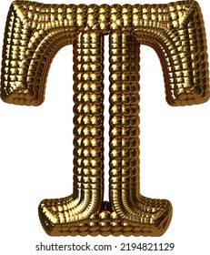 Symbol made of gold spheres. letter t