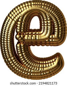 Symbol made of gold spheres. letter e