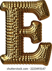 Symbol made of gold spheres. letter e