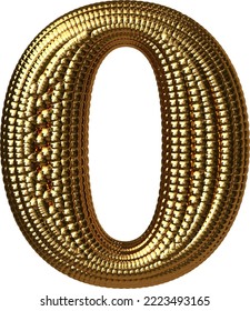 Symbol made of gold spheres. letter o