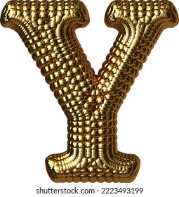 Symbol made of gold spheres. letter y