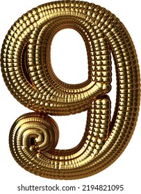 Symbol made of gold spheres. number 9