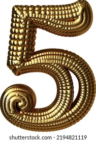 Symbol made of gold spheres. number 5