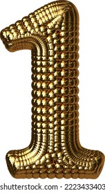 Symbol made of gold spheres. number 1