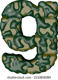 Symbol made of green camouflage. letter g