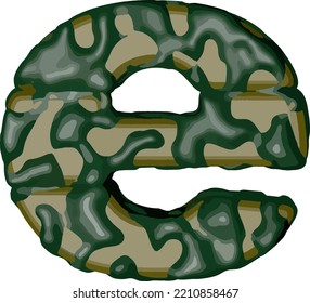 Symbol made of green camouflage. letter e