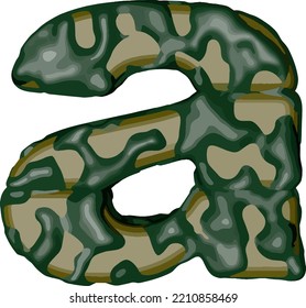 Symbol made of green camouflage. letter a