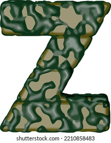 Symbol made of green camouflage. letter z
