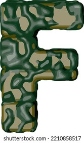 Symbol made of green camouflage. letter f