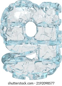 Symbol made of ice 3d. letter g