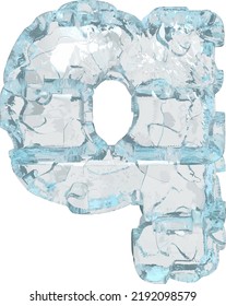 Symbol made of ice 3d. letter q
