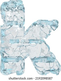 Symbol made of ice 3d. letter k