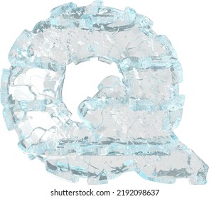 Symbol made of ice 3d. letter q