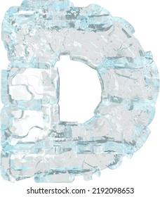 Symbol made of ice 3d. letter d