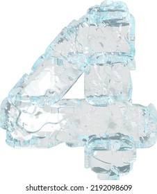 Símbolo hecho de hielo 3d. número 4