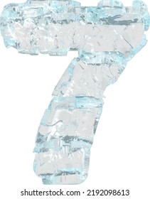 Símbolo hecho de hielo 3d. número 7