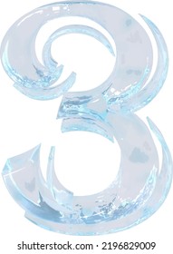 Symbol made of ice. number 3