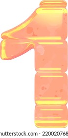 Symbol made of orange colored ice. number 1