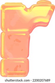 Símbolo hecho de hielo de color naranja. letra r