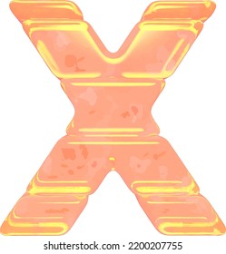 Symbol made of orange colored ice. letter x