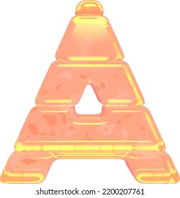 Símbolo hecho de hielo de color naranja. letra a