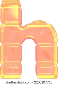 Symbol made of orange colored ice. letter h