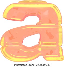Symbol made of orange colored ice. letter a
