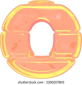 Symbol aus orangefarbenem Eis. Brief an