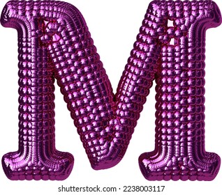 Symbol made of purple balloons. letter m