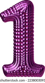 Symbol made of purple balloons. number 1