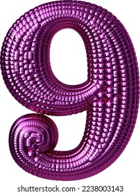 Symbol made of purple balloons. number 9